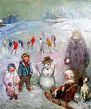 Winter Fun - oil, canvas