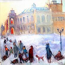 Theater Square - oil, canvas