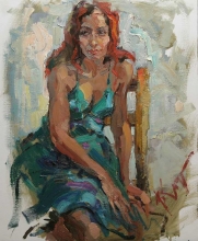 Portrait Of A Girl In Turquoise - oil, canvas