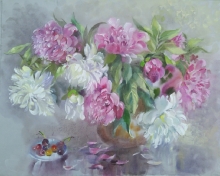 Pink And White - watercolor, gouache