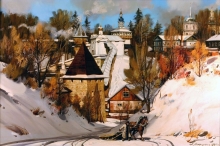 Pskov-Pechersky Monastery - oil, canvas