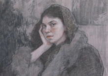 Self Portrait - linen, pastel