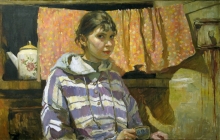At The Stove - oil, canvas