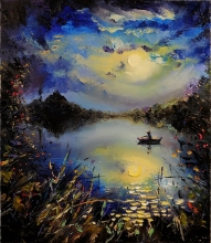 Nocturnal Romantics - oil, canvas, palette knife