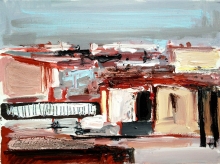 Landscape - oil, canvas, mixed technique