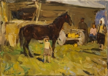 Young Helper - oil, canvas