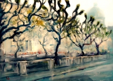 Pink Evening - oil, canvas