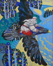 Flight Of Vainamoinen - tempera, canvas