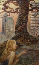 Stroll In The Dusk. The Cental Park - oil, canvas