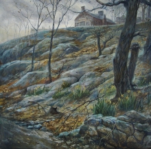 Spring On Fieldstone Street - oil, canvas