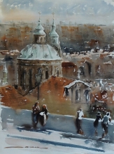 Prague - watercolors, paper