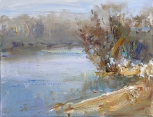 At the River - oil, canvas on cardboard