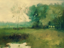 Morning In The Village - oil, canvas