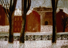 Red Houses - pastel, cardboard