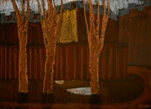 Pink Sunset - pastel, cardboard