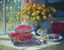 Still Life With Watermelon - oil, canvas