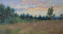 At The Sunset. Sketch - oil, canvas