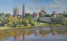 Summer Day Near Novodevichiy Monastery - oil, canvas