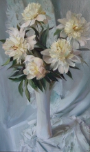 Still Life With White Peonies - oil, canvas