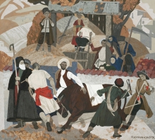 Land Of My Ancestors. Offering Bull - tempera, canvas