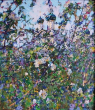 Blooming Apple Trees - oil, acryllic