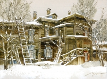 Irkutsk. Utkin Street - oil, fireboard